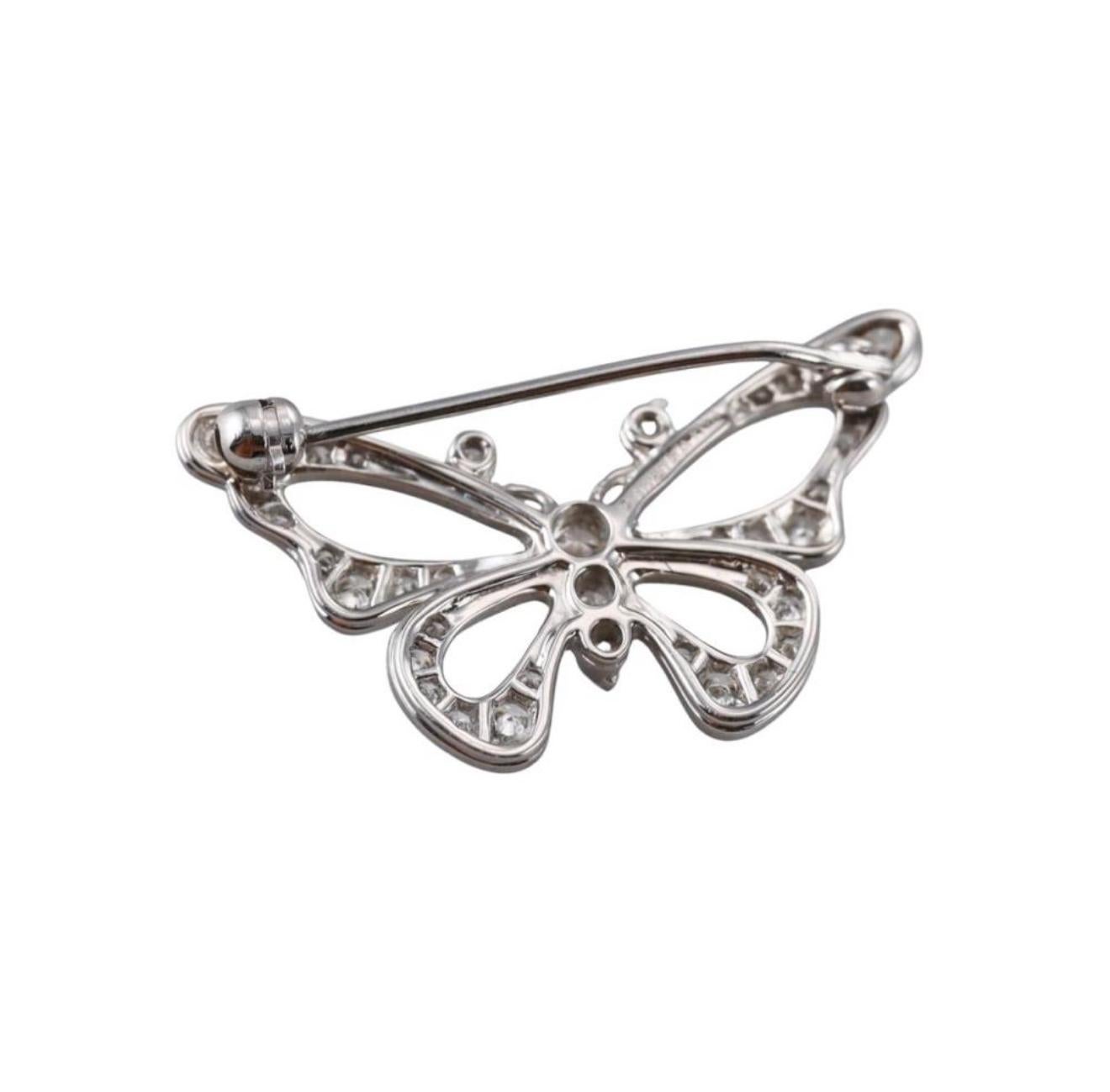 Vintage Tiffany & Co. Platinum Diamond Butterfly Brooch For Sale 7