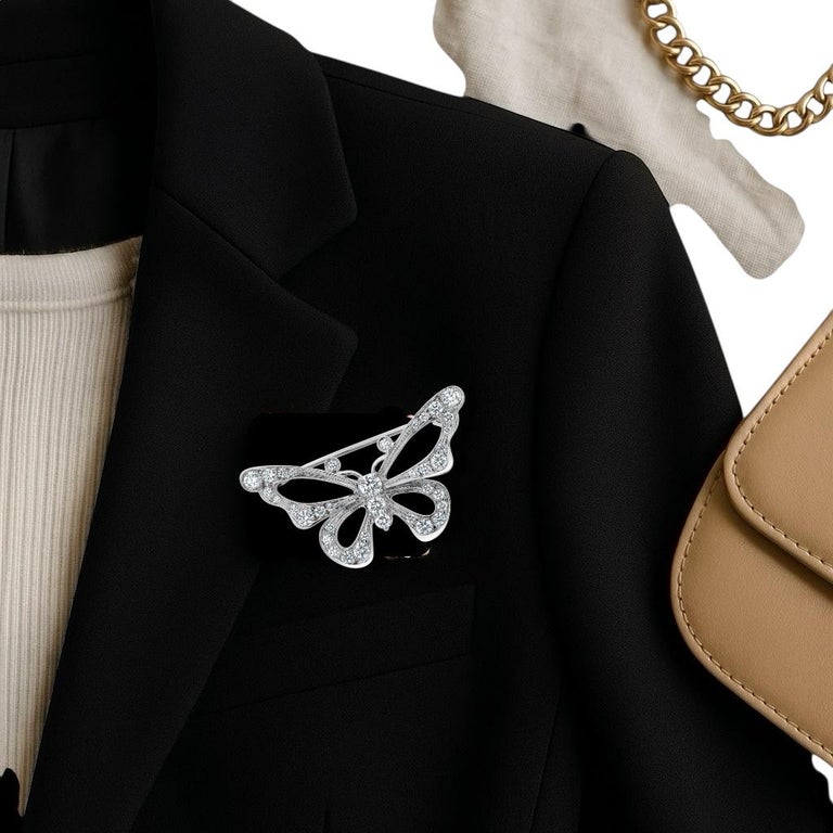 Vintage Tiffany & Co. Platinum Diamond Butterfly Brooch photo 3