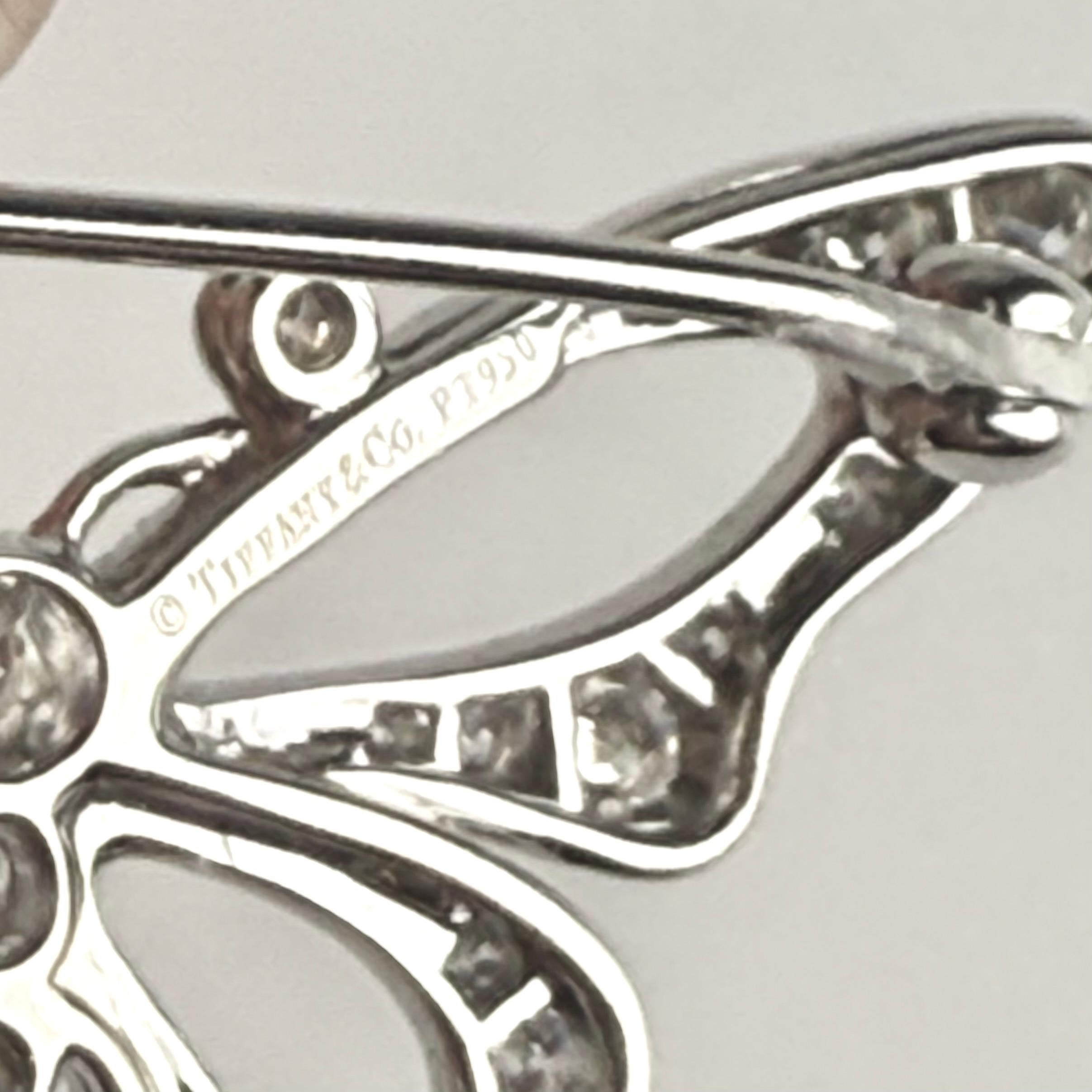 Vintage Tiffany & Co. Platinum Diamond Butterfly Brooch For Sale 4