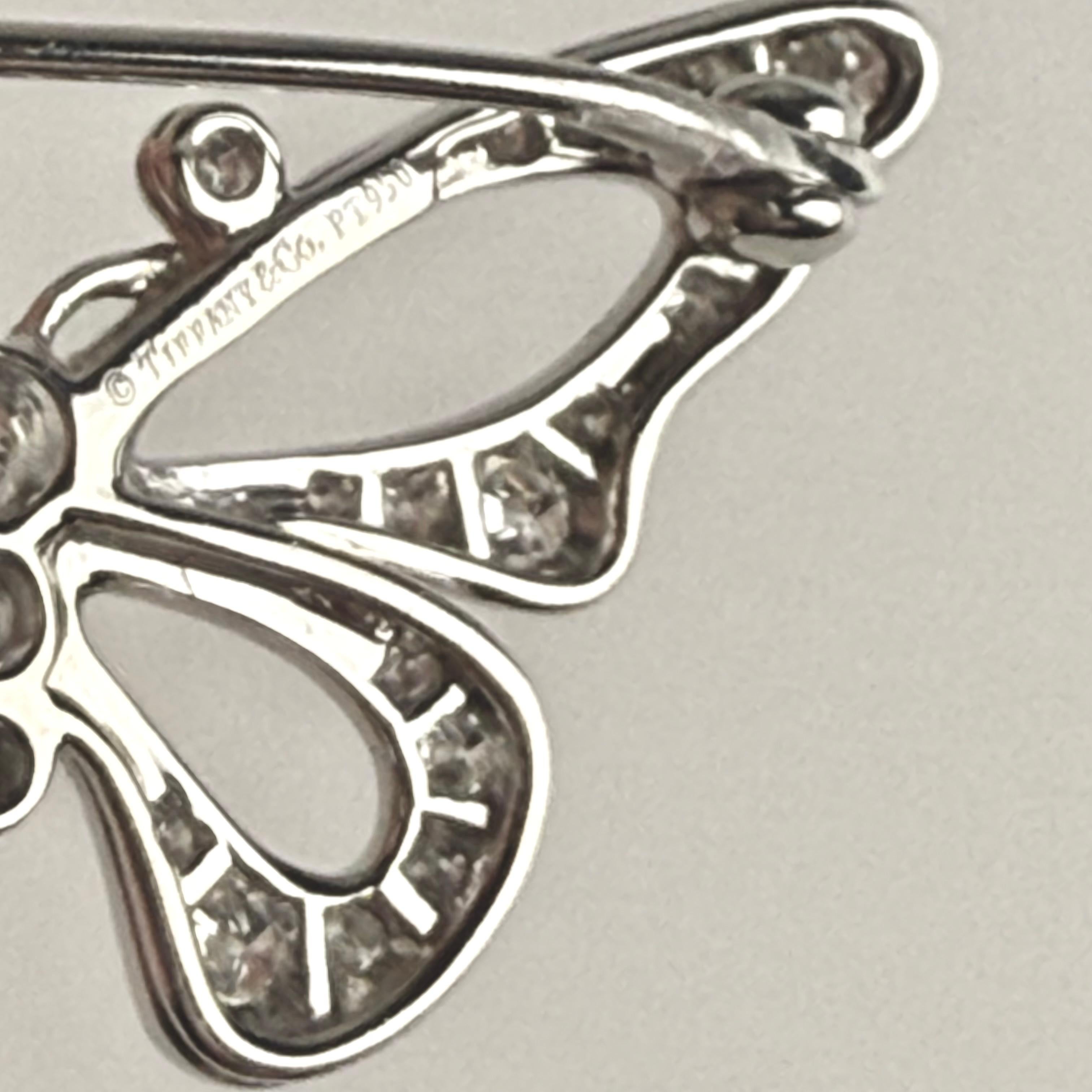 Vintage Tiffany & Co. Platinum Diamond Butterfly Brooch For Sale 5