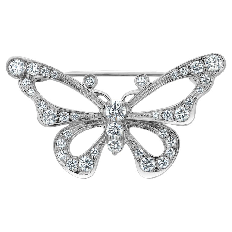 Vintage Tiffany & Co. Platinum Diamond Butterfly Brooch
