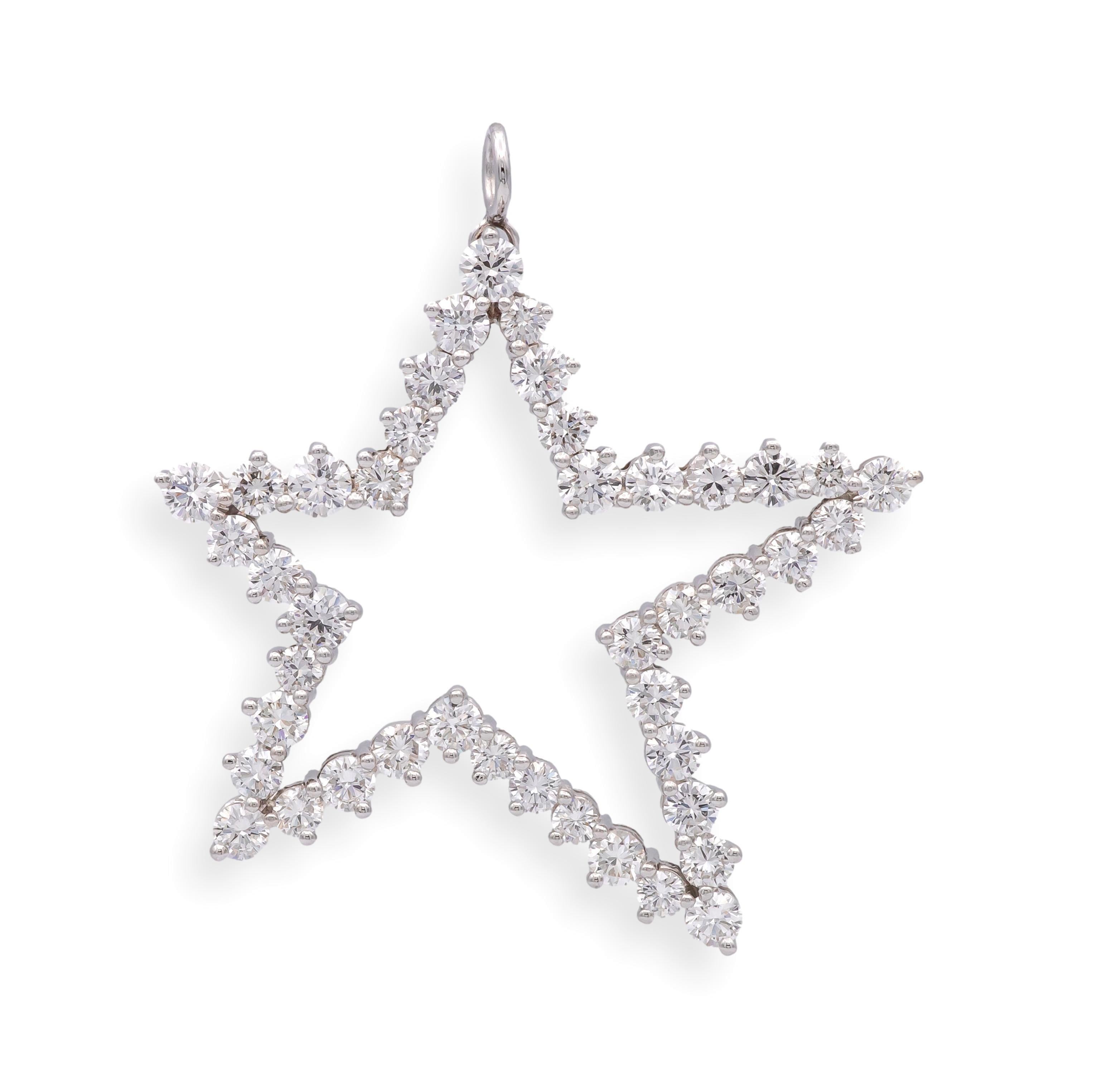 Donna Tiffany & Co. d'epoca. Ciondolo a stella in platino con diamante da 3,01 carati, 1979 in vendita