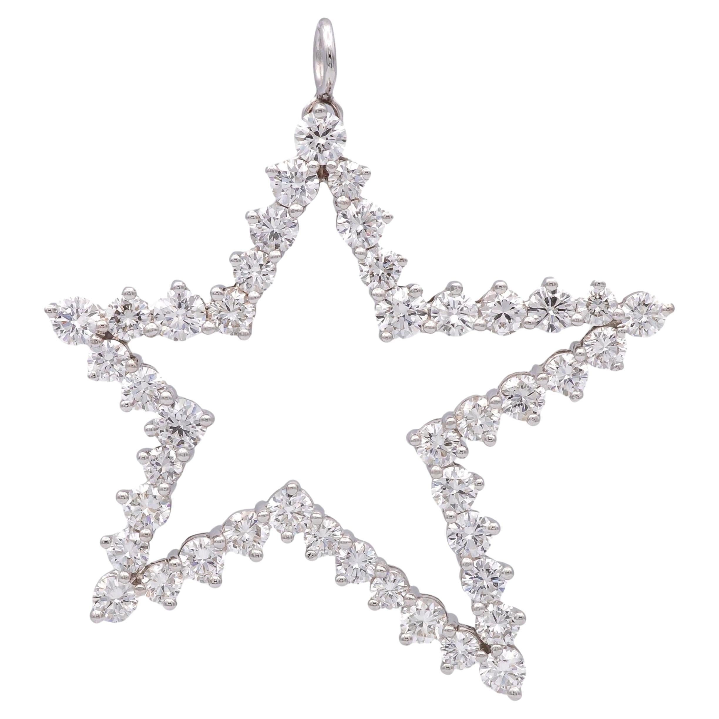 Weinlese Tiffany & Co. Platin-Diamant-Stern-Anhänger mit 3,01 Karat, 1979