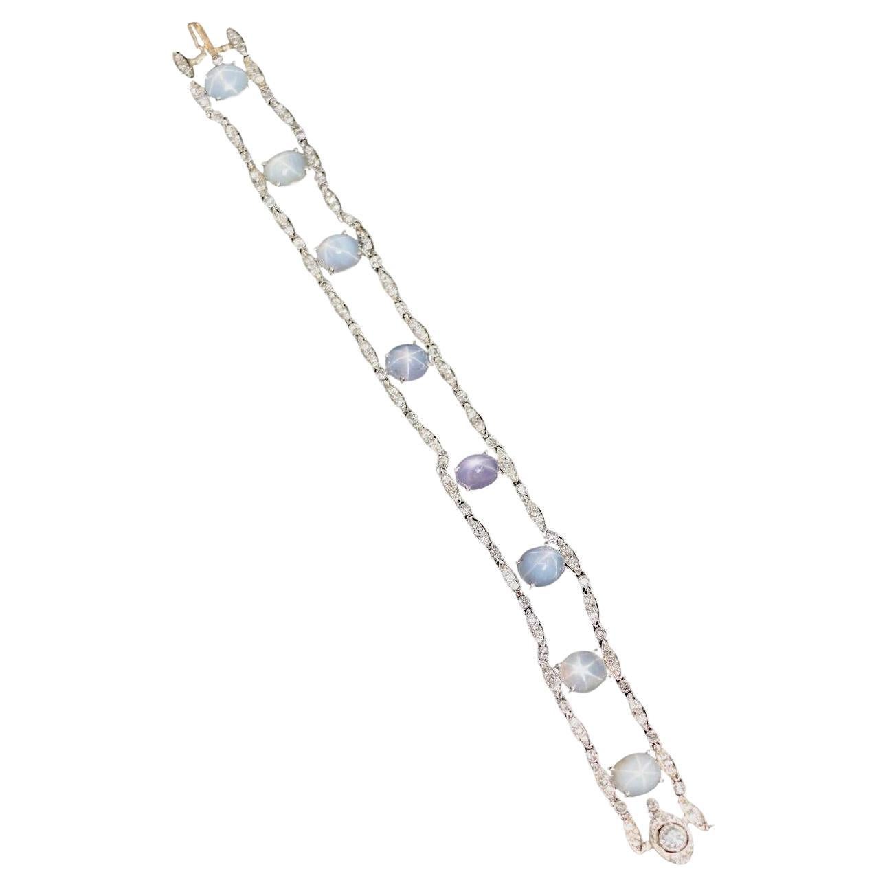 Vintage Tiffany & Co. Platinum Diamond Star Sapphire Bracelet