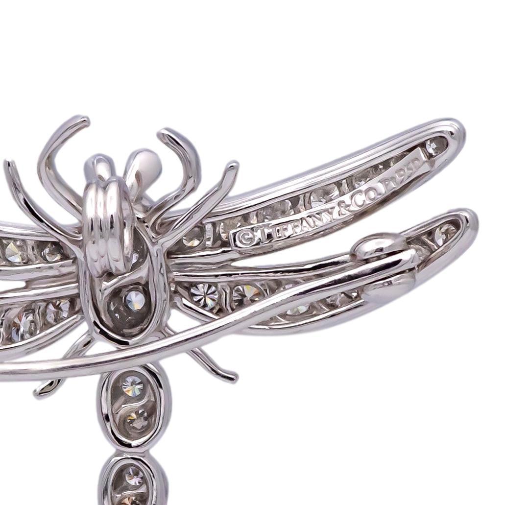 Contemporary Vintage Tiffany & Co. Platinum Dragonfly Diamond Sapphire Brooch Pendant 1990's