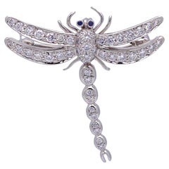 Vintage Tiffany & Co. Pendentif en platine Dragonfly Diamond Sapphire Brooch 1990's