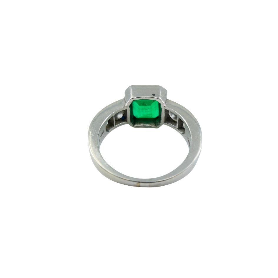Vintage Tiffany & Co. Platinum Emerald Diamond Ring For Sale 4