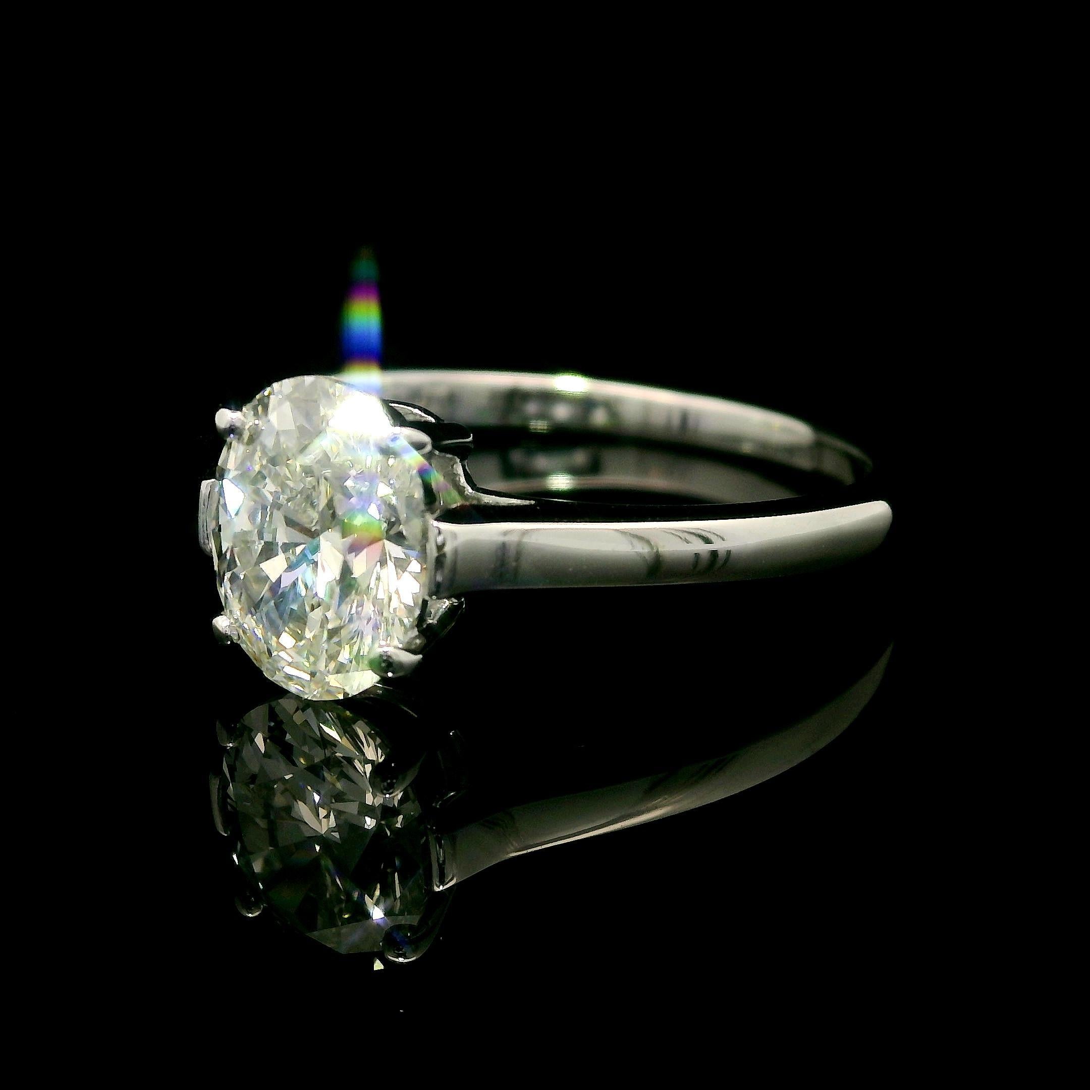 Weinlese Tiffany & Co. Platin GIA 1,52 Karat Oval Diamant Solitär Verlobungsring im Angebot 8