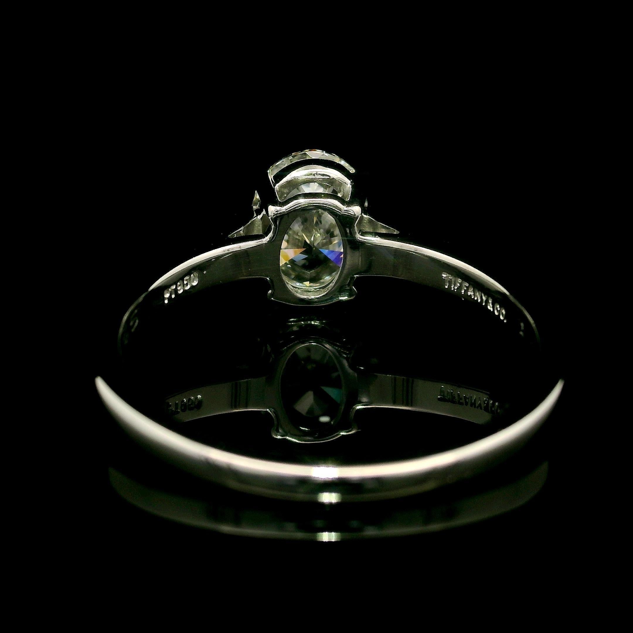 Weinlese Tiffany & Co. Platin GIA 1,52 Karat Oval Diamant Solitär Verlobungsring im Angebot 9