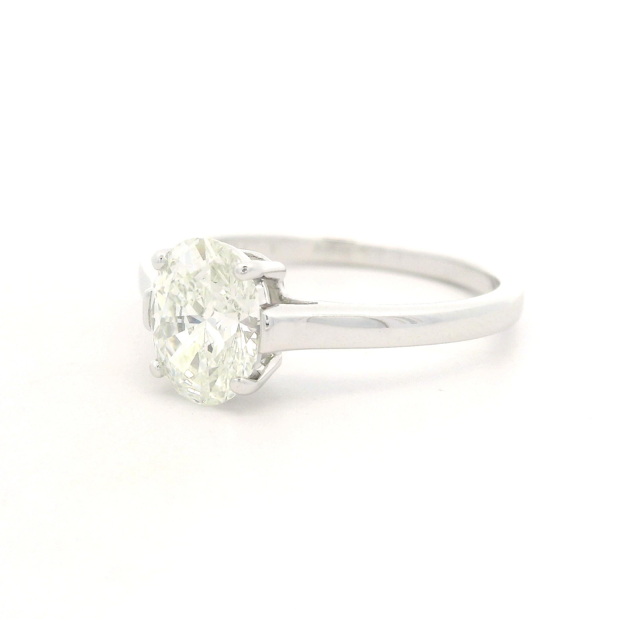 Weinlese Tiffany & Co. Platin GIA 1,52 Karat Oval Diamant Solitär Verlobungsring im Angebot 13