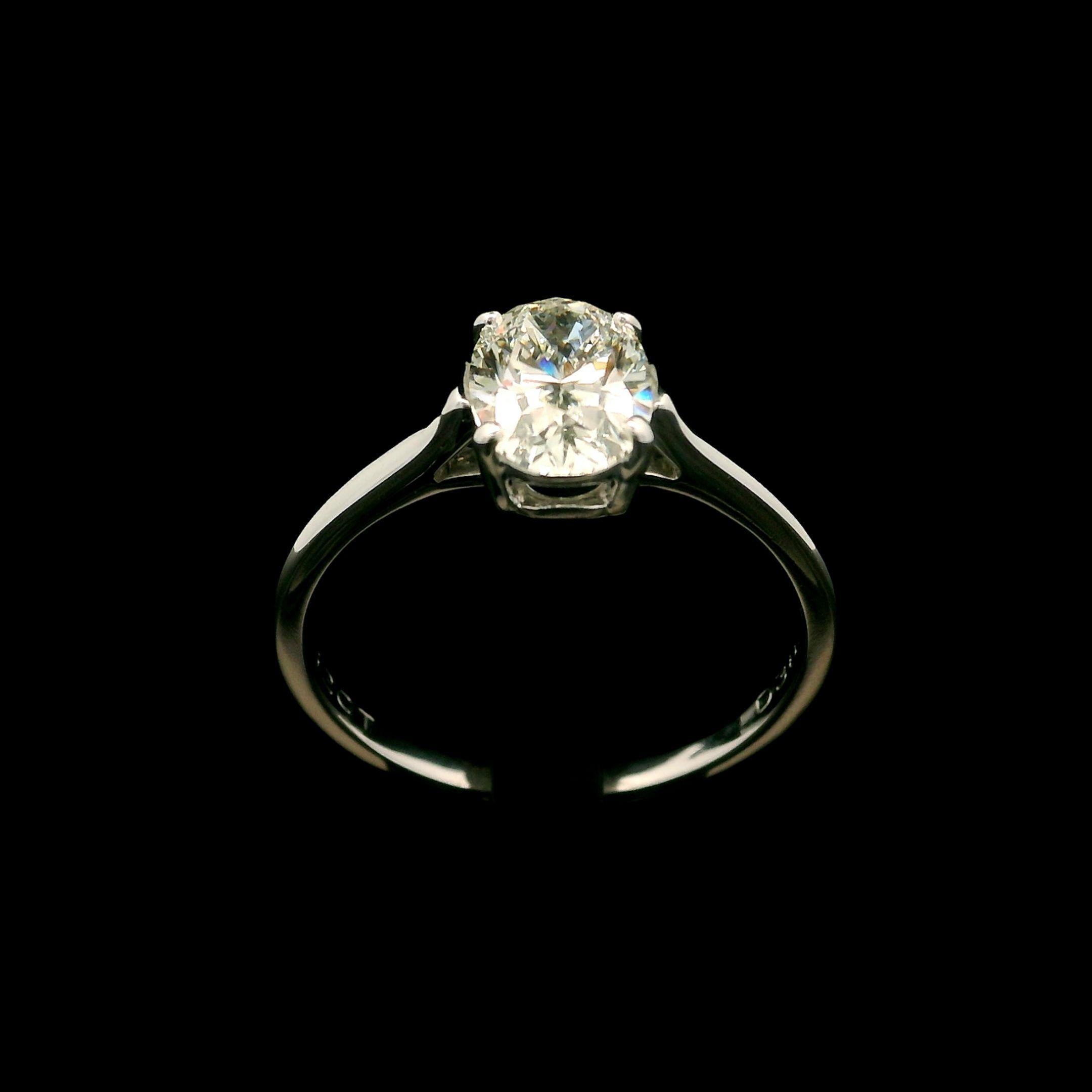 Weinlese Tiffany & Co. Platin GIA 1,52 Karat Oval Diamant Solitär Verlobungsring (Brillantschliff) im Angebot