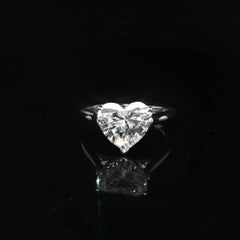 Vintage Tiffany & Co. Platinum GIA 3.03 Heart Brilliant Diamond Solitaire Ring
