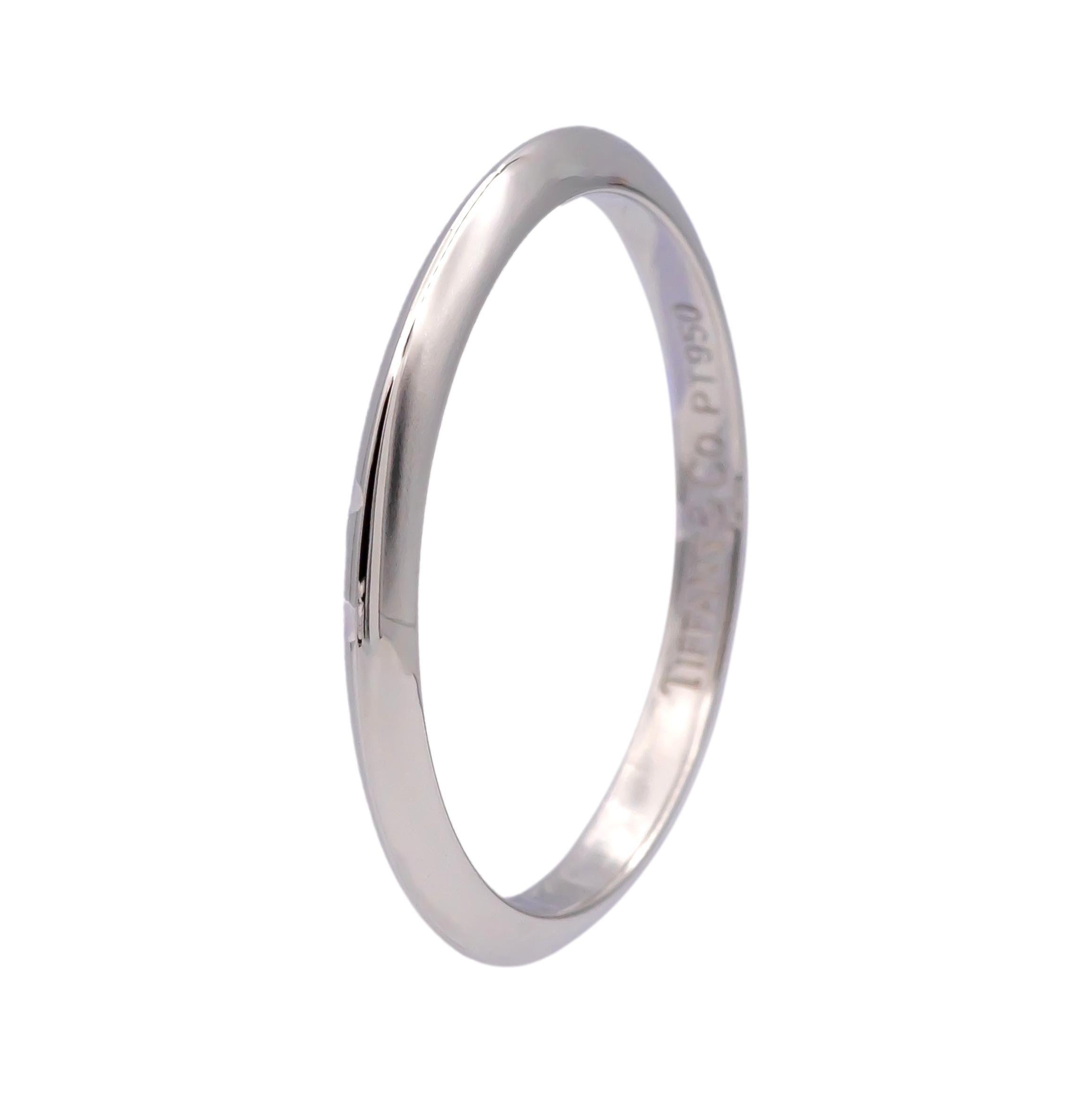Weinlese Tiffany & Co. Platin-Ehering aus Platin mit Messerkante 1,8 mm Gr. 6,75 2