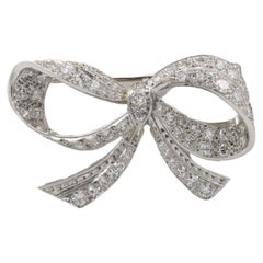Vintage Tiffany & Co. Platinum Natural Diamond Ribbon Bow Pin Brooch