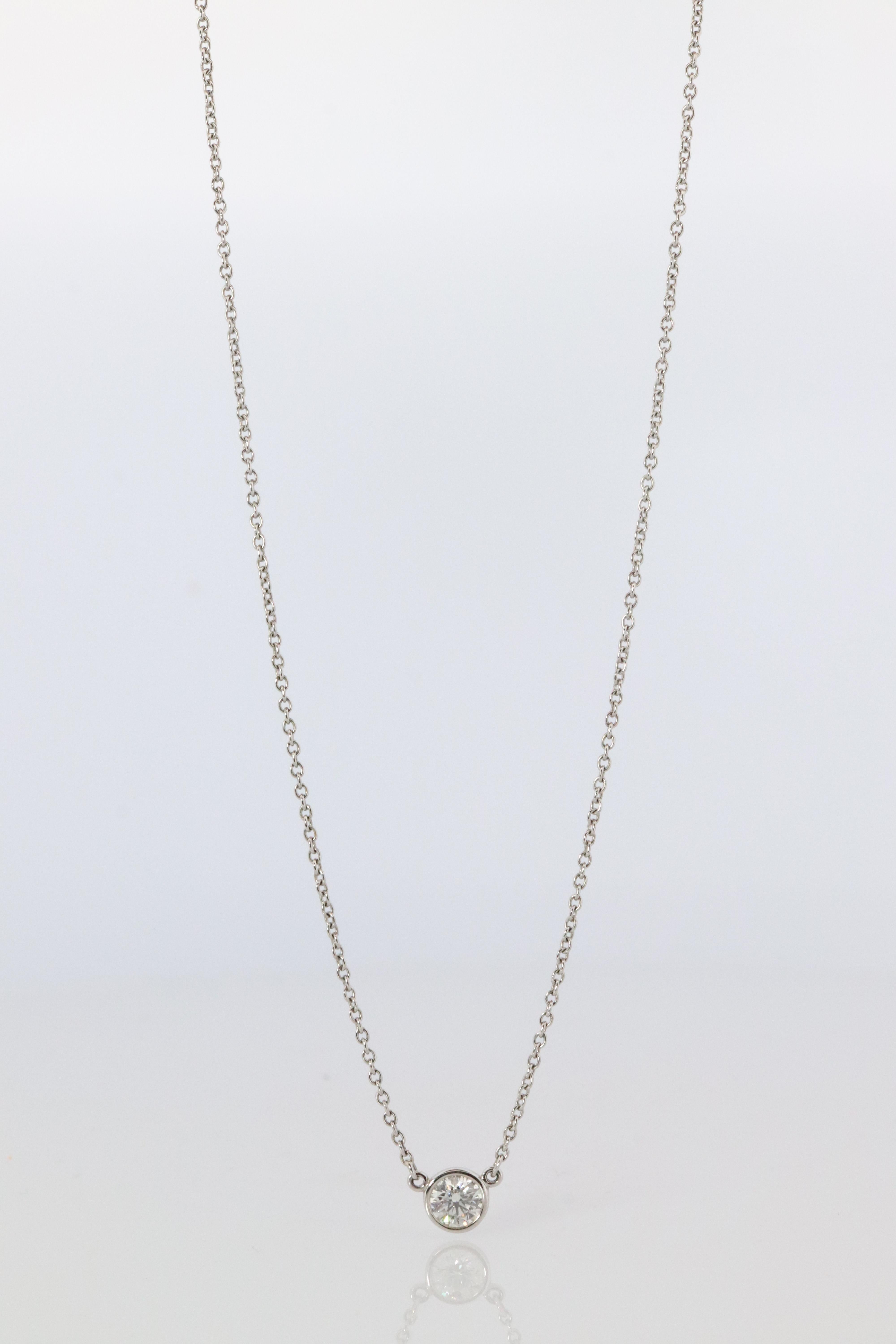Modern Vintage Tiffany Co Platinum Necklace Elsa Peretti Diamond by the Yard 0.36ct 1P For Sale
