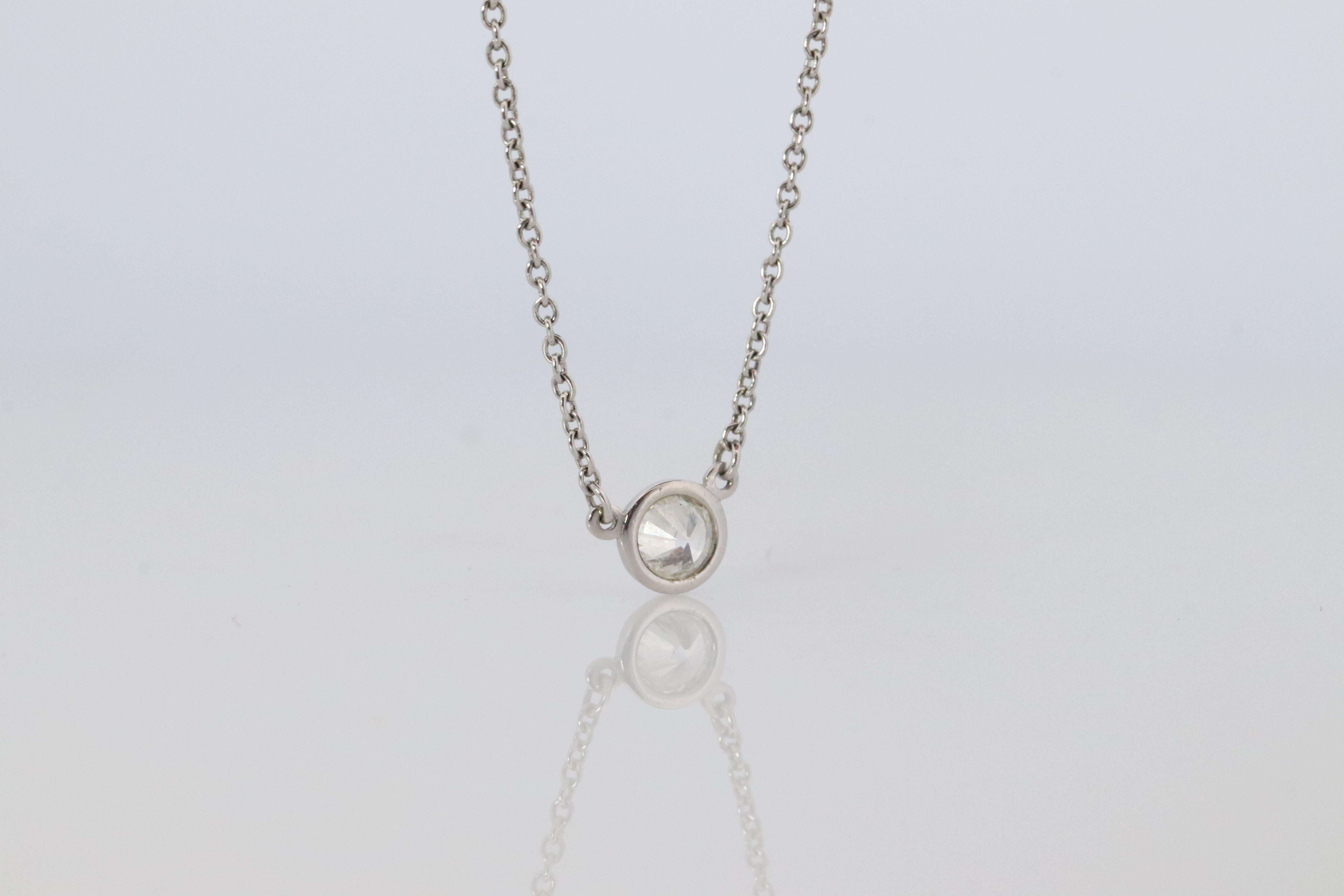 Round Cut Vintage Tiffany Co Platinum Necklace Elsa Peretti Diamond by the Yard 0.36ct 1P For Sale