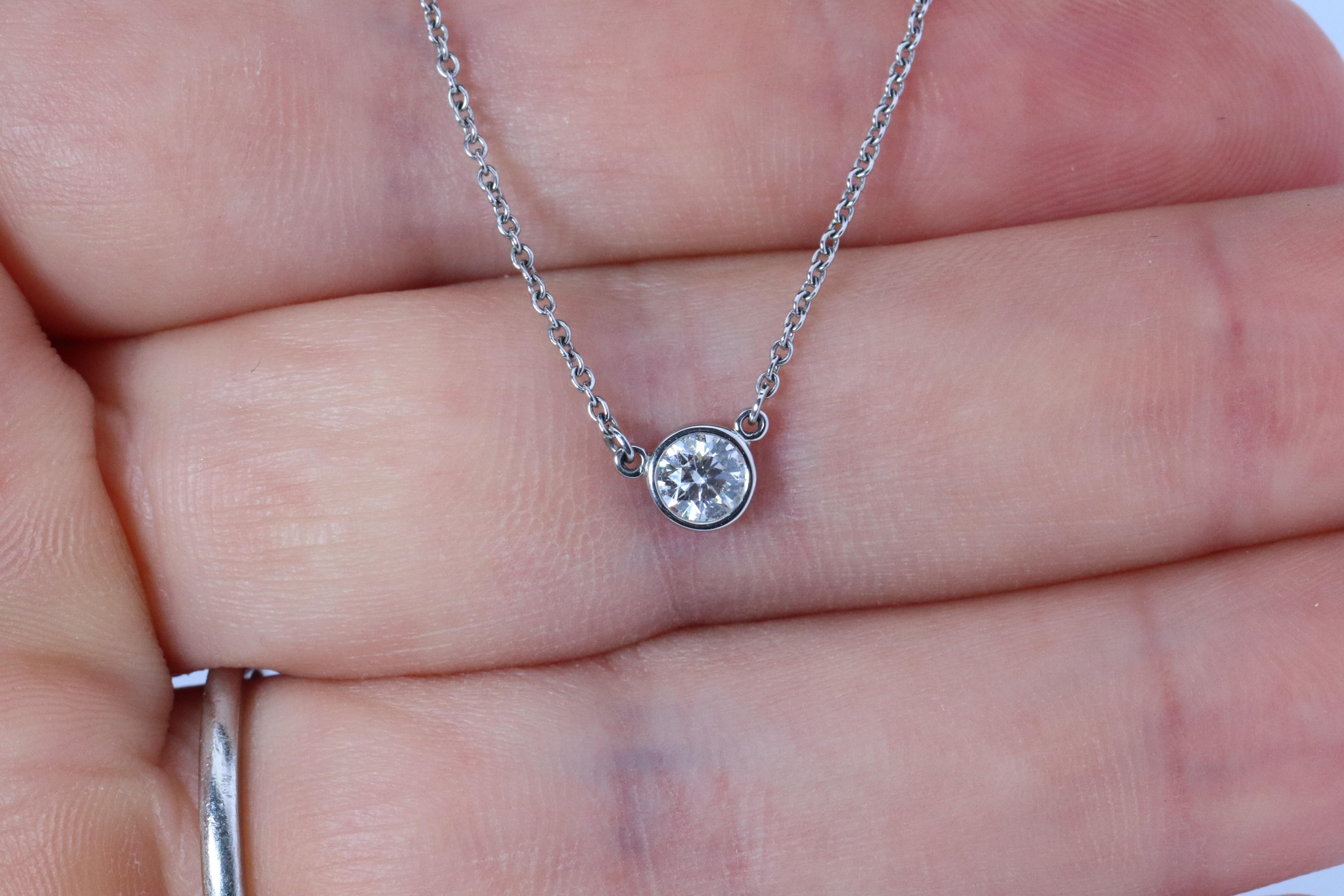 Vintage Tiffany Co Platinum Necklace Elsa Peretti Diamond by the Yard 0.36ct 1P For Sale 2