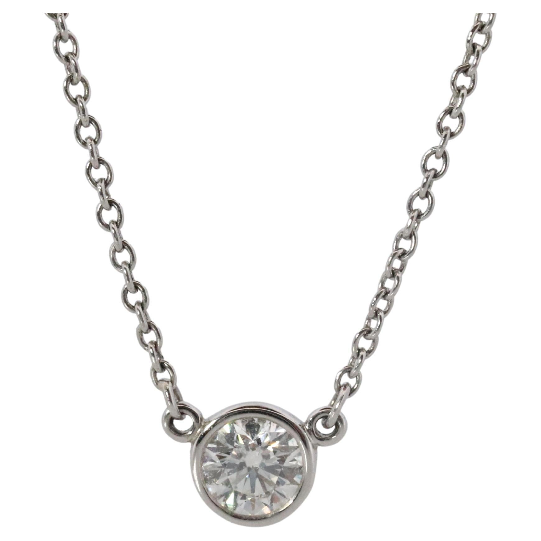 Vintage Tiffany Co Platinum Necklace Elsa Peretti Diamond by the Yard 0.36ct 1P For Sale