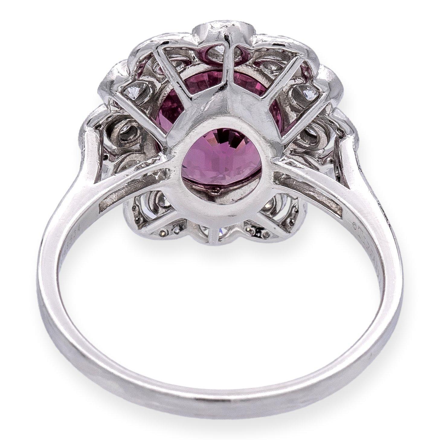 Retro Vintage Tiffany & Co. Platinum Oval 5.20ct Pink Spinel and Diamond Ring For Sale
