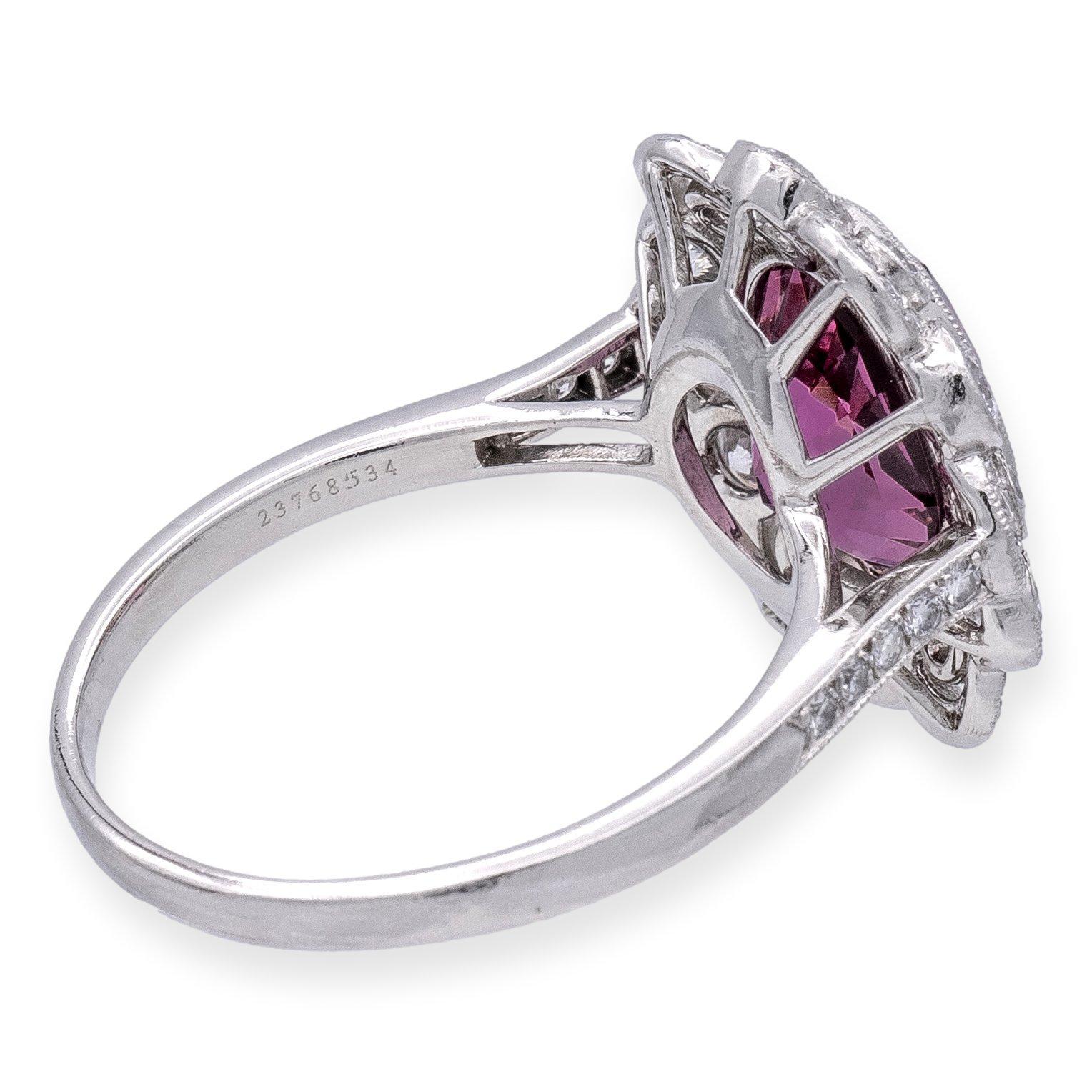 Oval Cut Vintage Tiffany & Co. Platinum Oval 5.20ct Pink Spinel and Diamond Ring