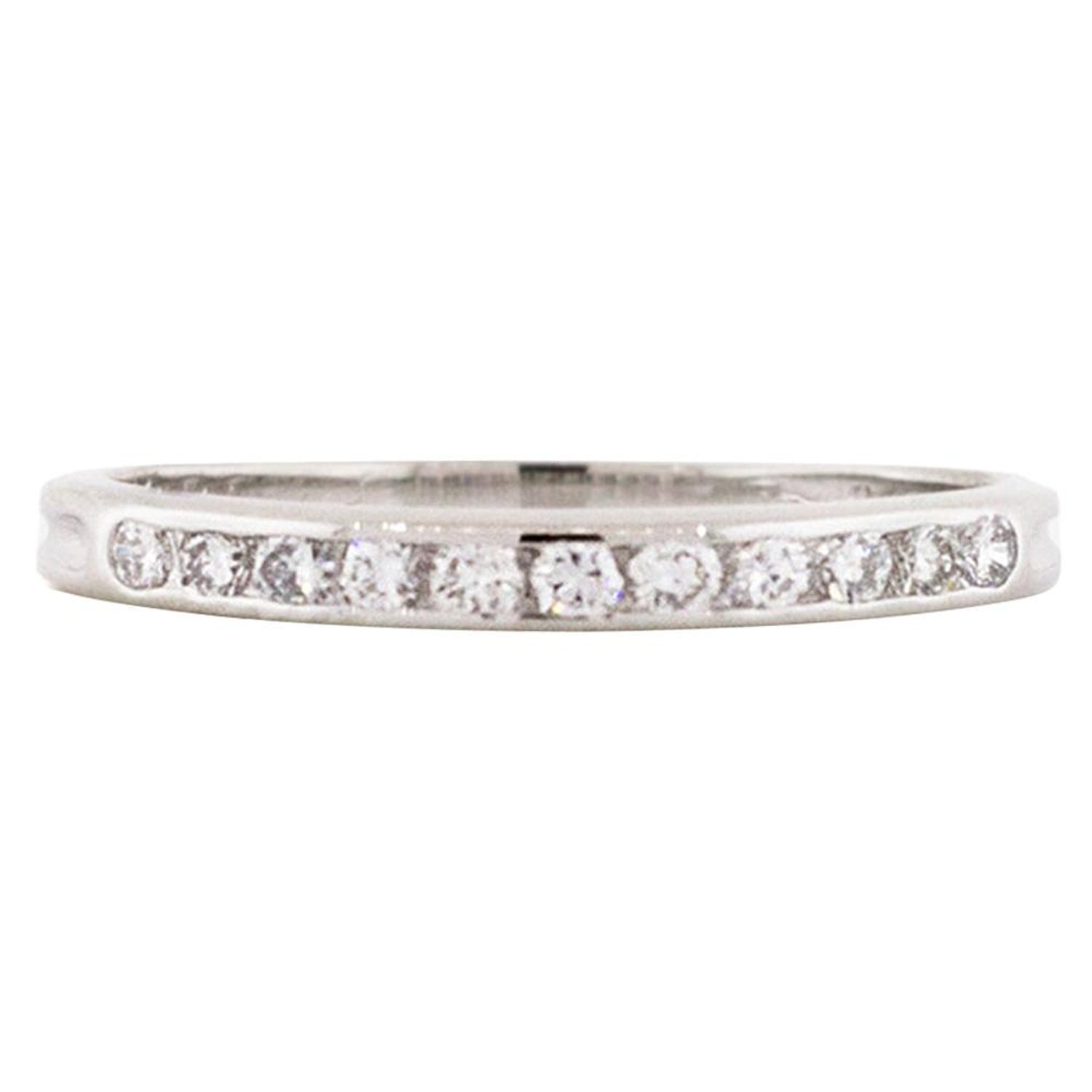 Vintage Tiffany And Co Platinum Round Brilliant Cut Diamond Thin