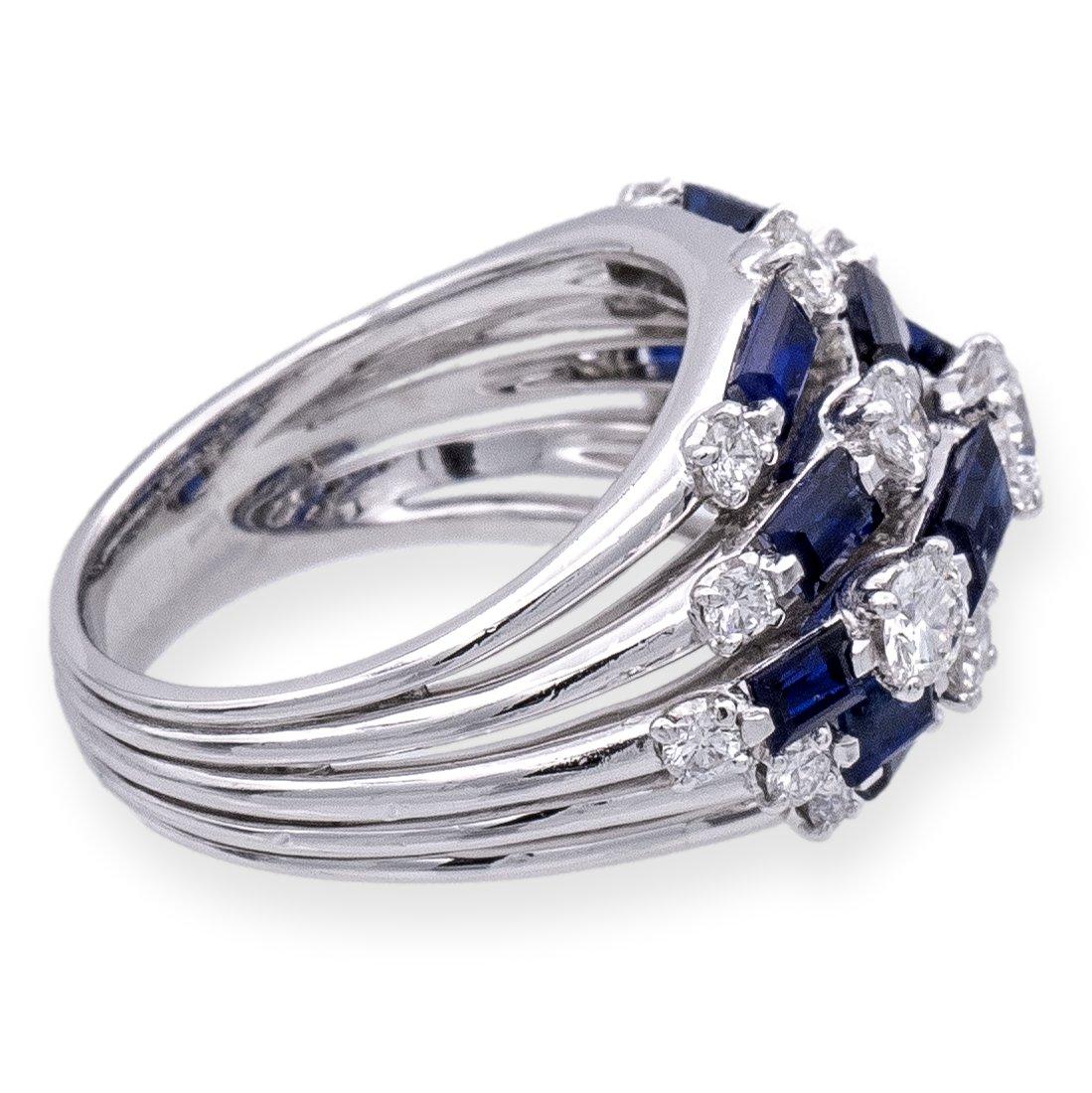 Contemporary Vintage Tiffany & Co. Platinum Sapphire and Diamond Dome Cocktail Ring