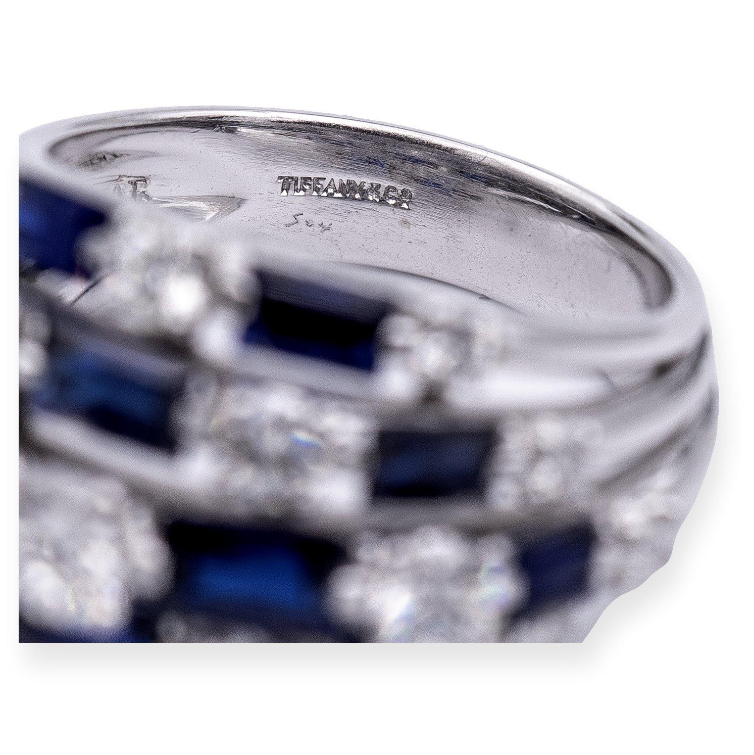 Women's Vintage Tiffany & Co. Platinum Sapphire and Diamond Dome Cocktail Ring