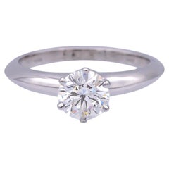 Vintage Tiffany & Co Platinum Solitaire .74 H VS2 Round Diamond Engagement Ring