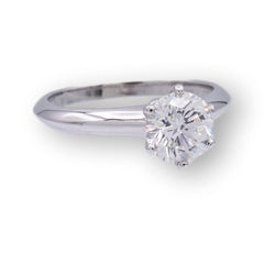 Vintage Tiffany & Co. Platinum Solitaire Round Diamond Engagement Ring 1.06 FVS1