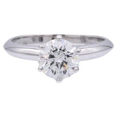 Vintage Tiffany & Co. Platinum Solitaire Round Diamond Engagement Ring 1.06 FVS1
