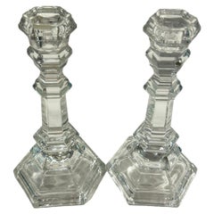 Vintage Tiffany & Co. “Plymouth” Crystal Clear Candlestick Holders (Pair)