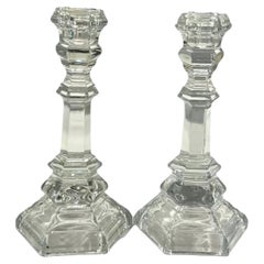 Vintage Tiffany & Co. “Plymouth” Crystal Clear Candlestick Holders (Pair)