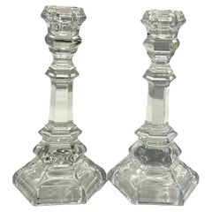 Used Tiffany & Co. “Plymouth” Crystal Clear Candlestick Holders (Pair)