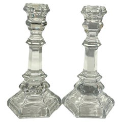 Retro Tiffany & Co. “Plymouth” Crystal Clear Candlestick Holders (Pair)