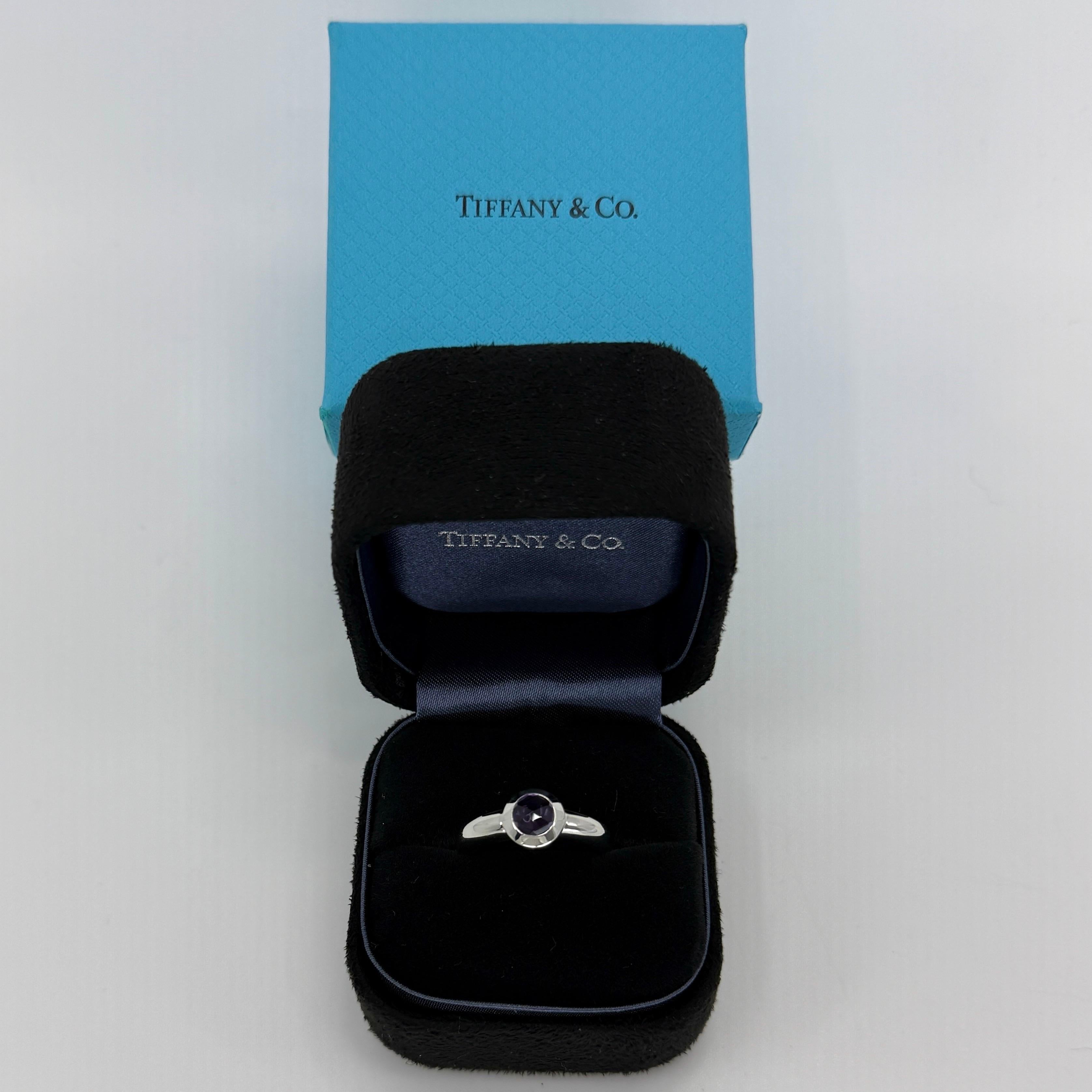 Vintage Tiffany & Co. Purple Amethyst Rose Cut 18k White Gold Solitaire Ring For Sale 6