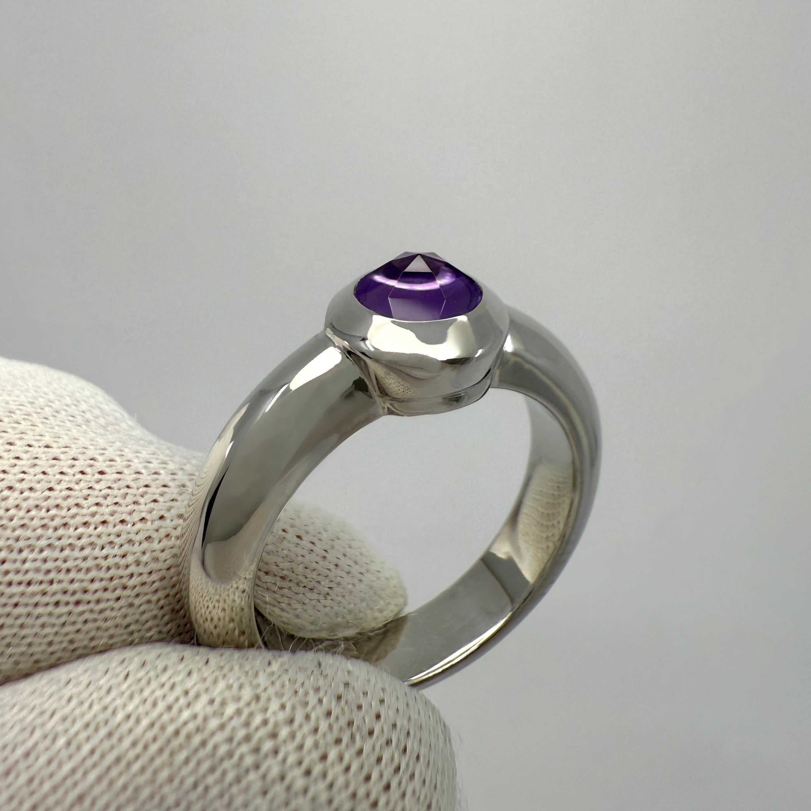 Women's Vintage Tiffany & Co. Purple Amethyst Rose Cut 18k White Gold Solitaire Ring For Sale