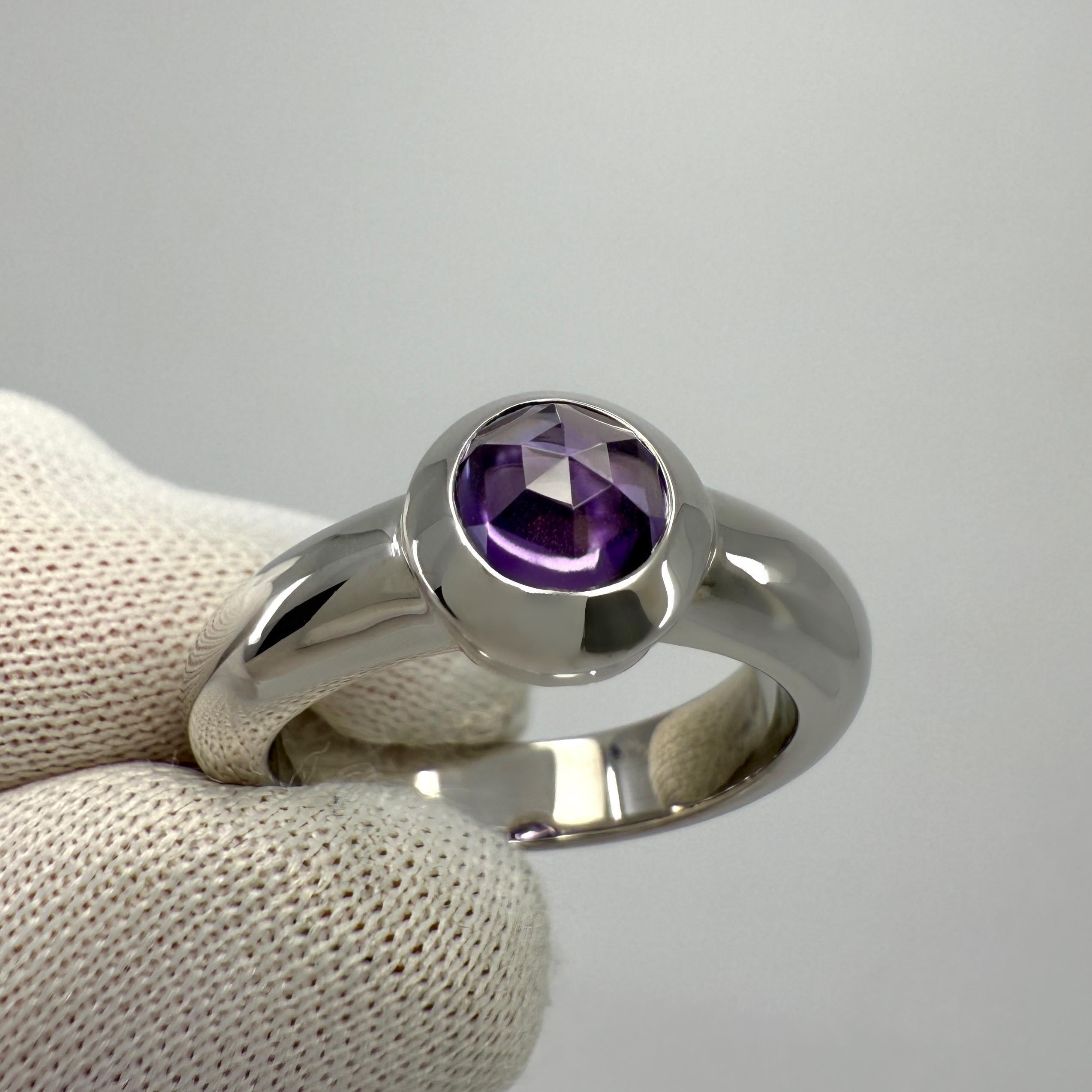 Vintage Tiffany & Co. Purple Amethyst Rose Cut 18k White Gold Solitaire Ring For Sale 2