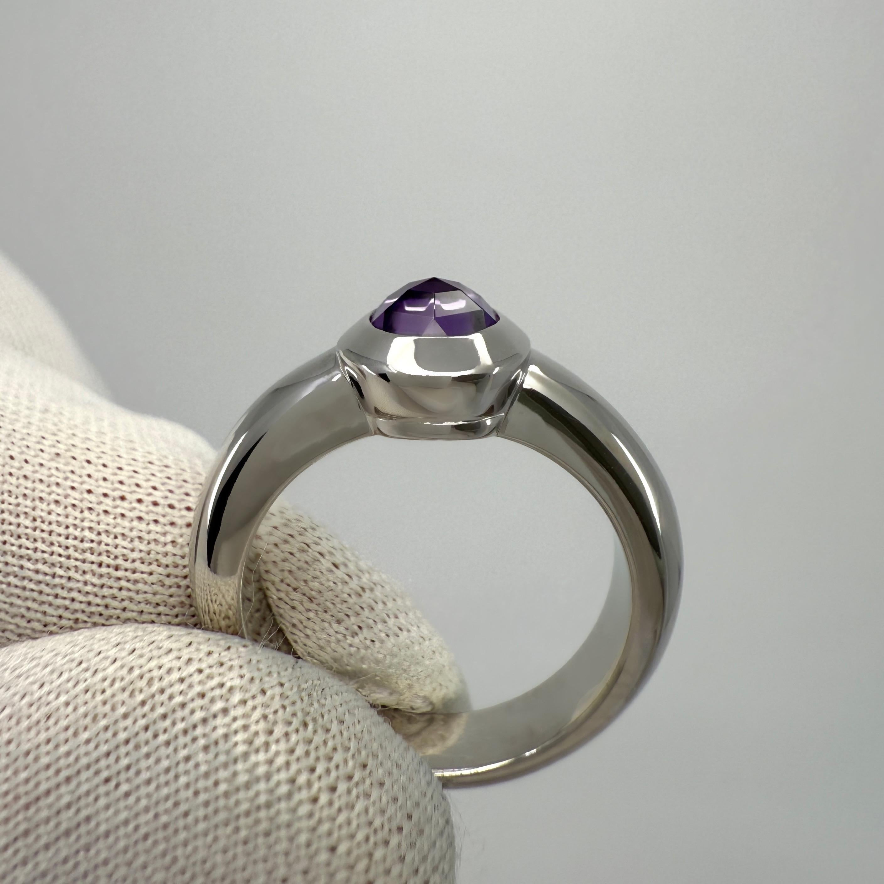 Vintage Tiffany & Co. Purple Amethyst Rose Cut 18k White Gold Solitaire Ring For Sale 3