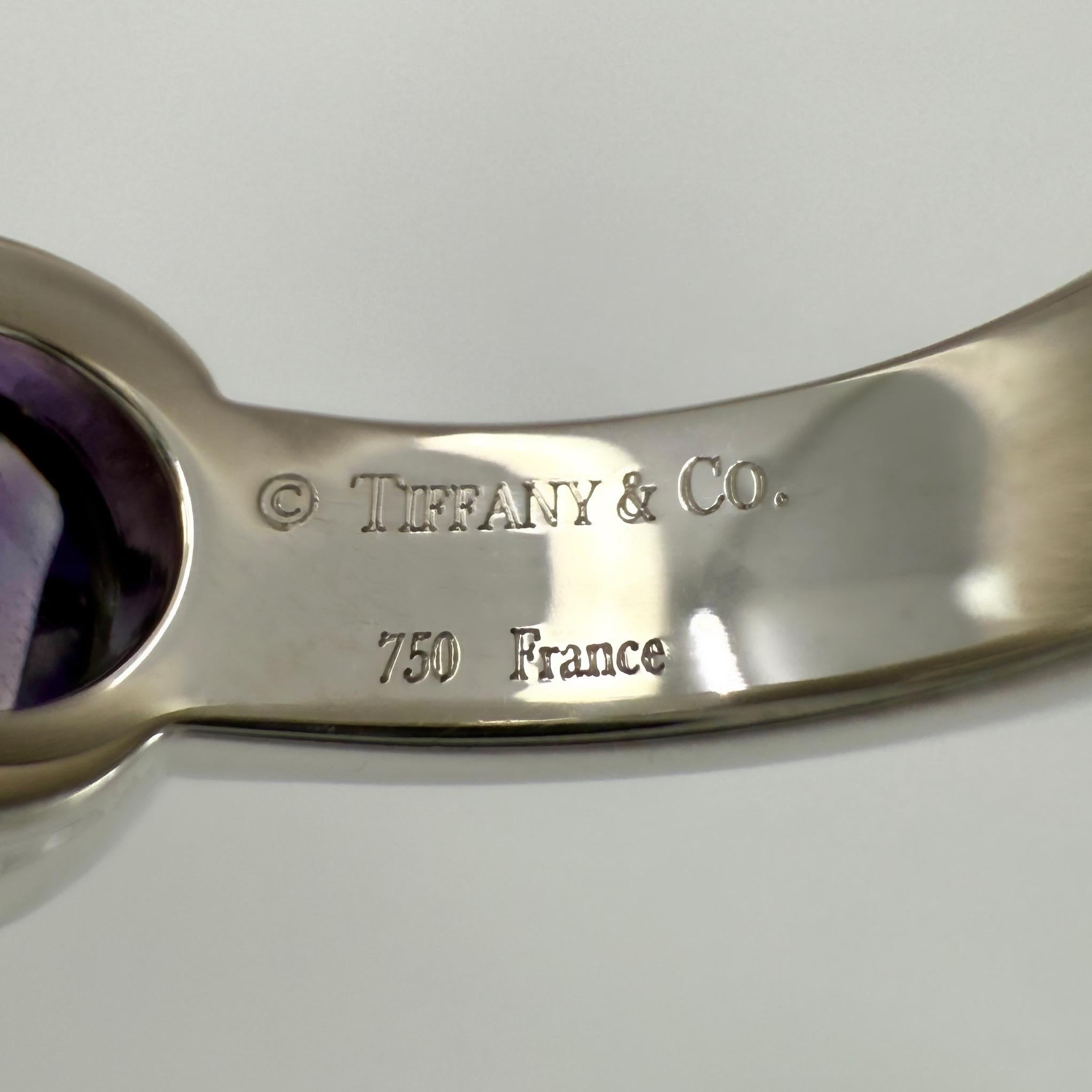 Vintage Tiffany & Co. Purple Amethyst Rose Cut 18k White Gold Solitaire Ring For Sale 4