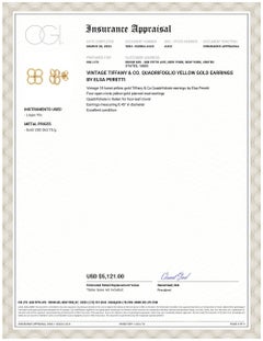 Tiffany & Co. Quadrifoglio Yellow Gold Earrings by Elsa Peretti