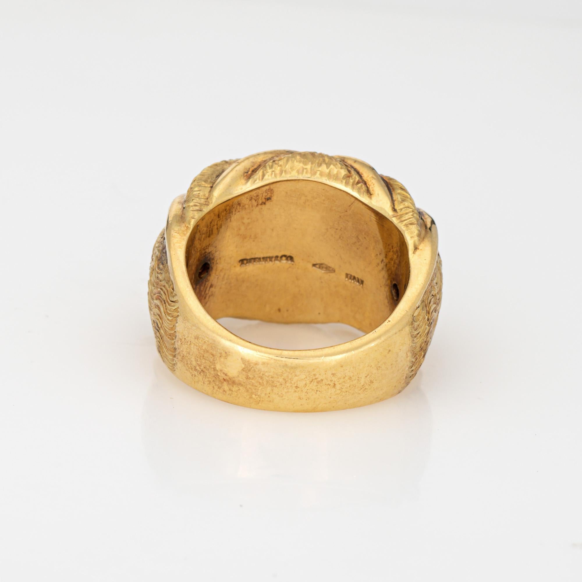 De las mujeres Vintage Tiffany & Co Anillo de colcha Cúpula Banda 18k Oro Amarillo Sz 5.5 Joyería Firmado en venta