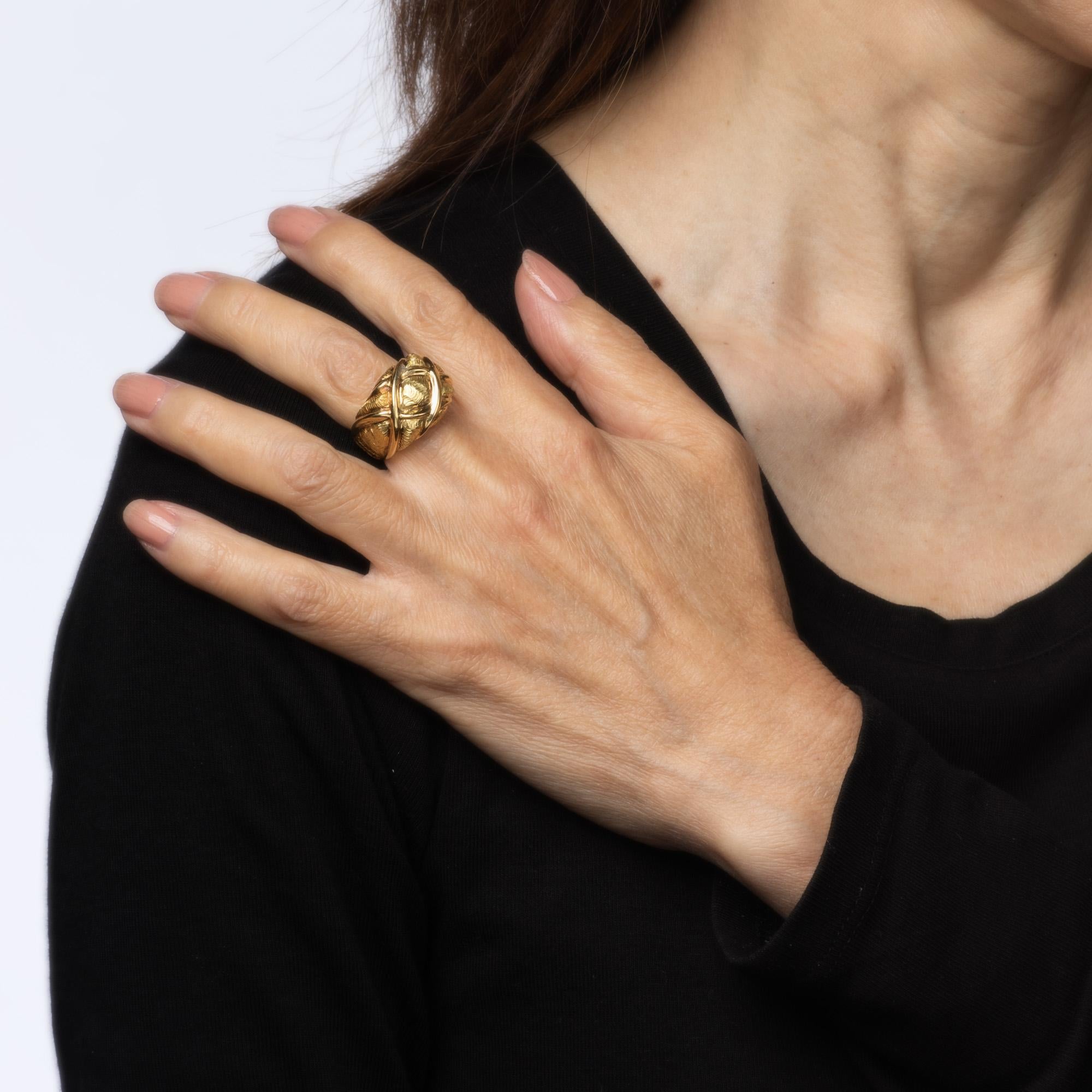 Vintage Tiffany & Co Anillo de colcha Cúpula Banda 18k Oro Amarillo Sz 5.5 Joyería Firmado en venta 1