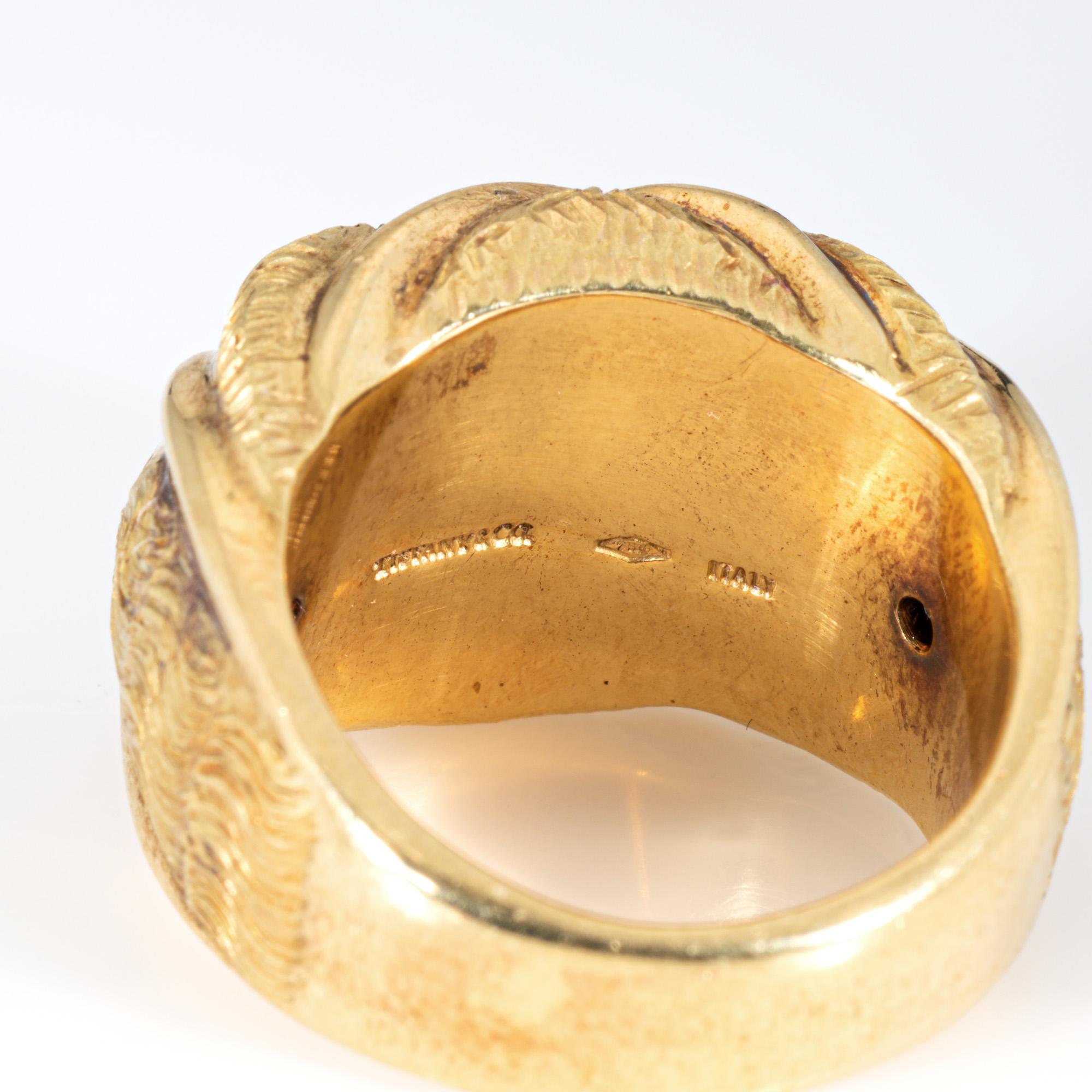 Vintage Tiffany & Co Anillo de colcha Cúpula Banda 18k Oro Amarillo Sz 5.5 Joyería Firmado en venta 2