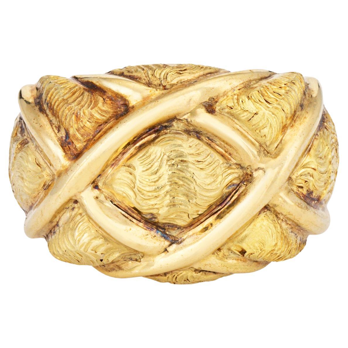 Vintage Tiffany & Co Anillo de colcha Cúpula Banda 18k Oro Amarillo Sz 5.5 Joyería Firmado en venta