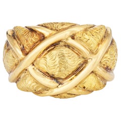 Vintage Tiffany & Co Quilt Ring Dome Band 18k Gelbgold Sz 5,5 signiert Schmuck