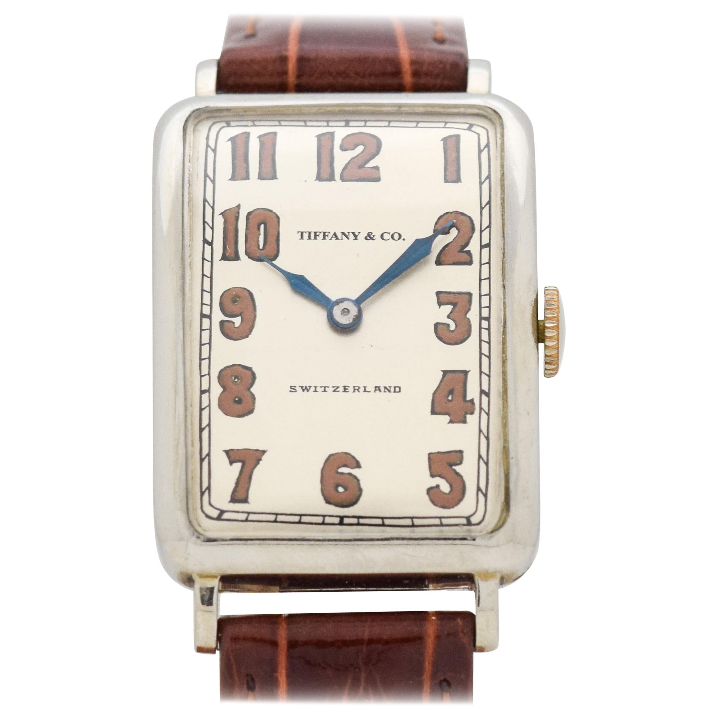 Vintage Tiffany & Co. Rectangular-Shaped 18 Karat Gold Watch, 1920s-1930s