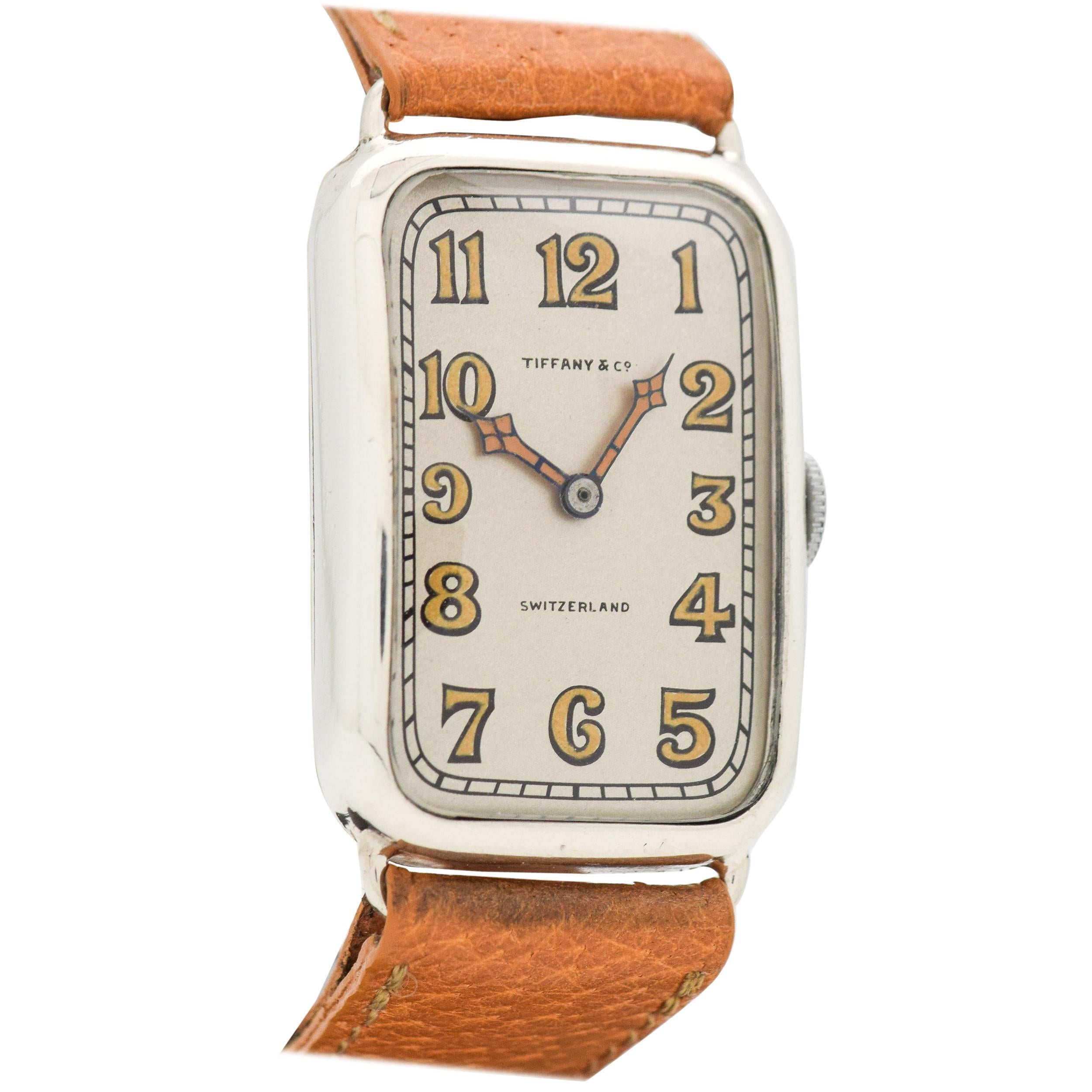 Vintage Tiffany & Co. Rectangular-Shaped Sterling Silver Watch, 1924