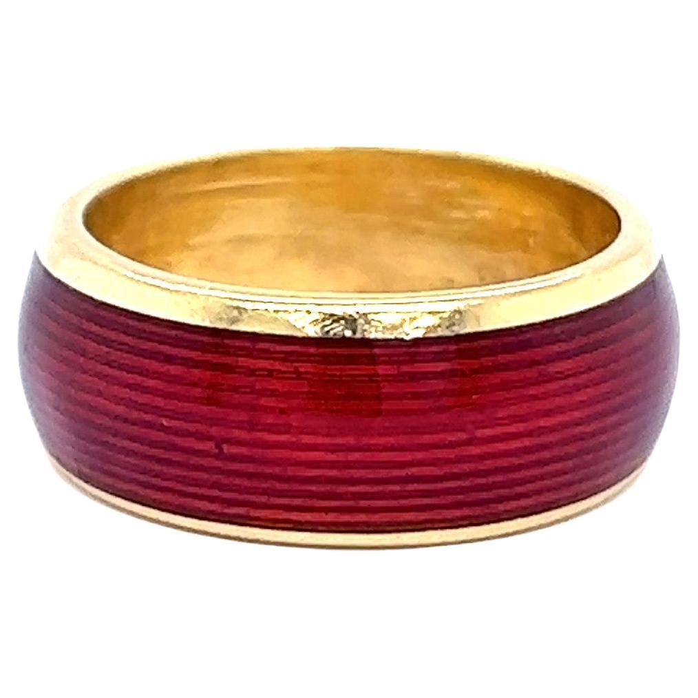 Vintage Tiffany & Co. Red Enamel 18 Karat Gold Band