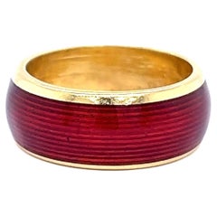 Vintage Tiffany & Co. Red Enamel 18 Karat Gold Band