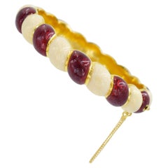 Vintage Tiffany & Co. Red & White Enamel Bracelet Yellow Gold.